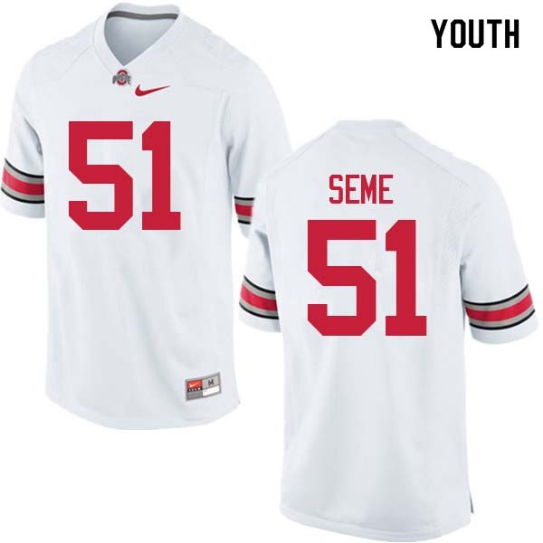 Ohio State Buckeyes #51 Nick Seme Youth Football Jersey White OSU97352
